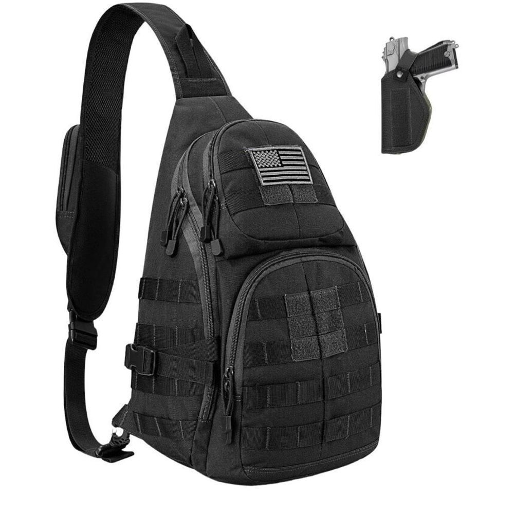 CCDW Tactical EDC Sling Backpack, Military Rover Shoulder Sling Bag Pack with Pi